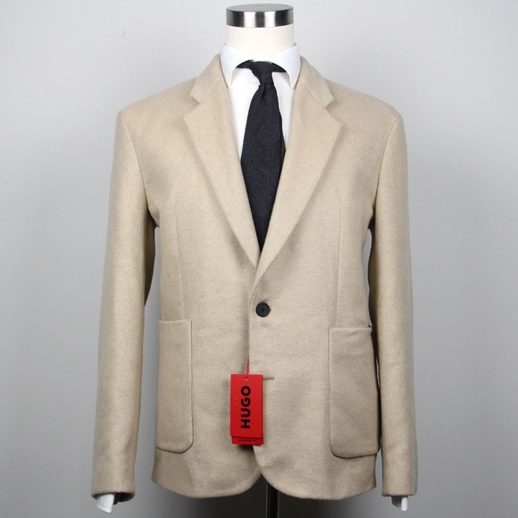 Hugo By Hugo Boss Men's Beige Wool Modern Kian Sport Coat‎ Jacket 40R E091388
